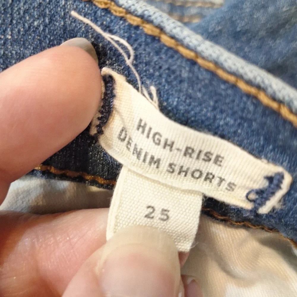 Madewell Denim Shorts Wom 25 Blue High Rise Button‎ Fly Raw Hem Jean Cut Offs